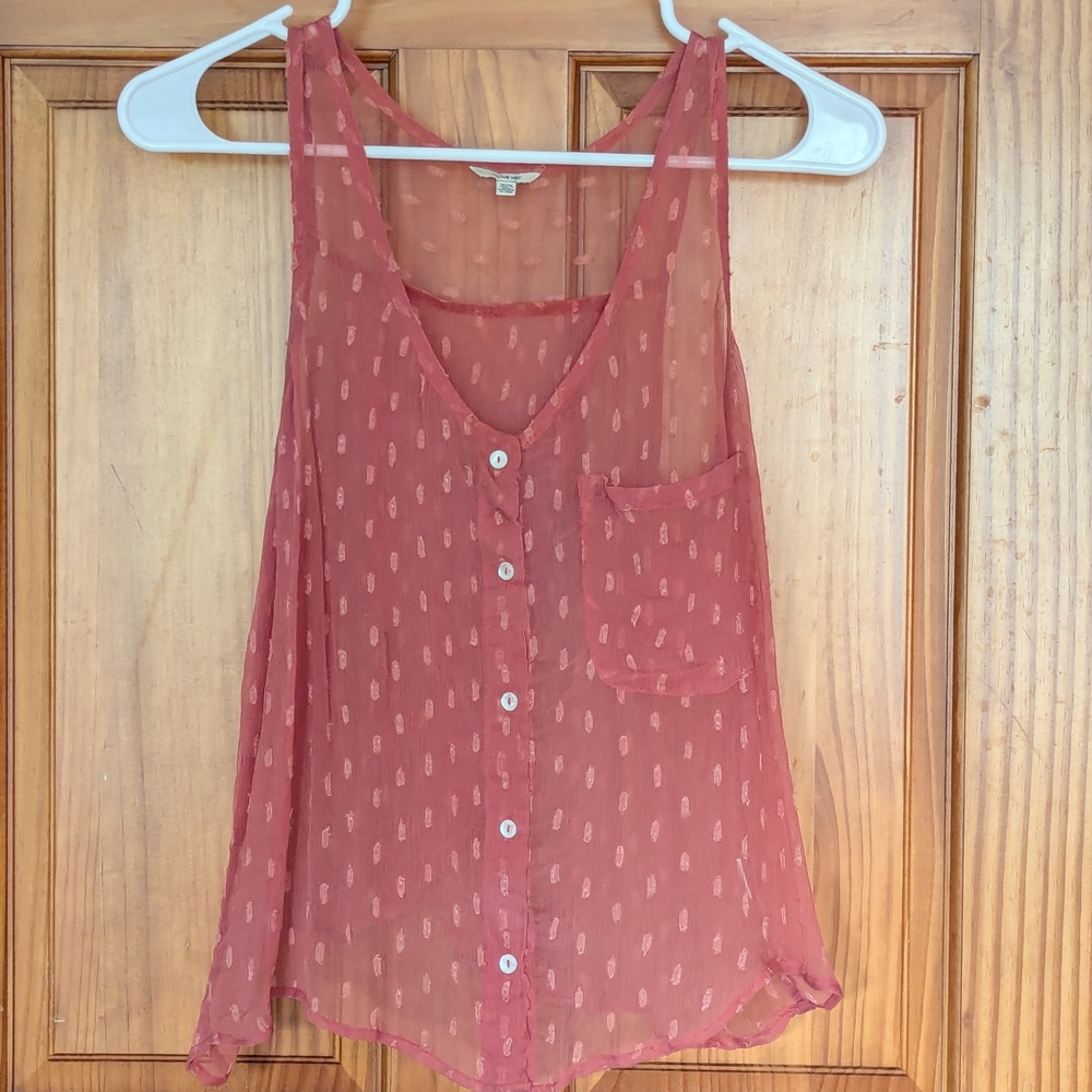 Women's Sheer Pink Sleeveless Top
